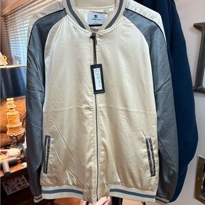 Standard Issue Cream and Gray Varsity Jacket